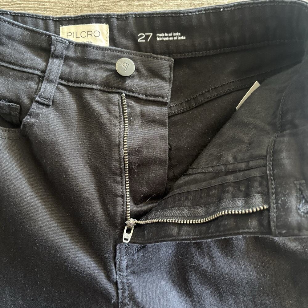 Anthropologie Pilcro Jeans Women 27 Black Crop Knightsbridge Slim Tuck High Rise - Picture 3 of 9